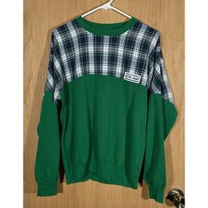 Vtg Women's Lg Notre Dame Crew Neck Sweater Plaid Color Block Preppy Spell Out